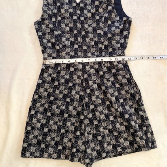 NWOT BCBGeneration Navy Blue Playsuit Checkered Jacquard Skort Romper - Picture 8 of 10